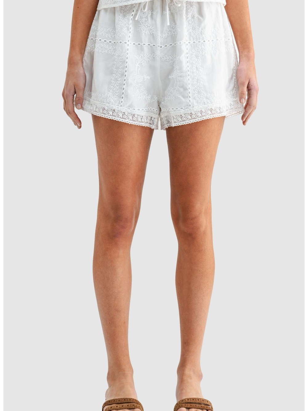 NWT Lush White High Waist Lace-Trim Shorts